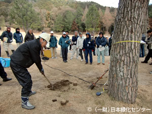 マツ枯れ予防の土壌灌注実習
