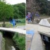 写真3　用水路の改修前（左）と後（右）